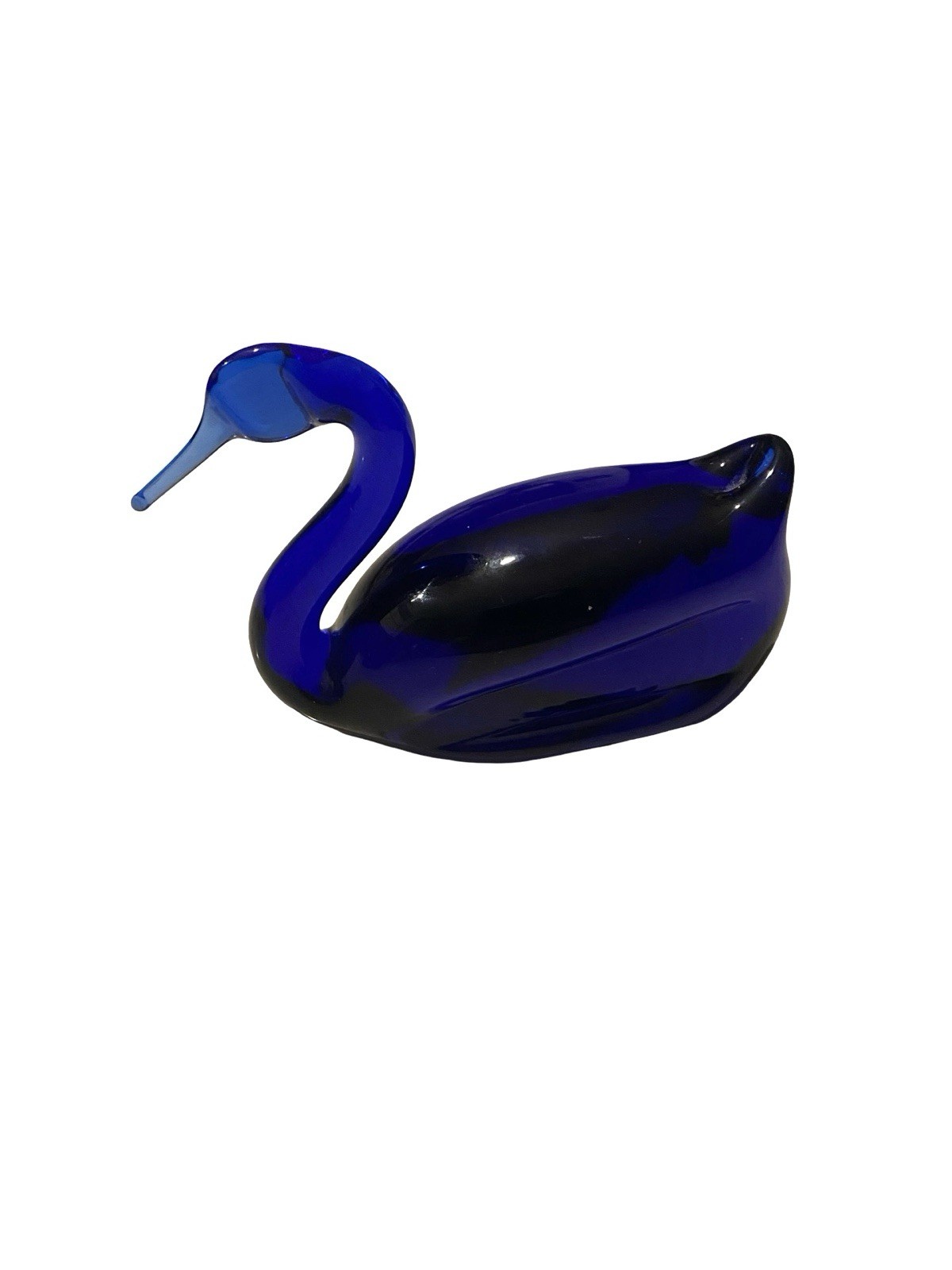 Graceful Cobalt Blue Handblown Art Glass SWAN Figurine