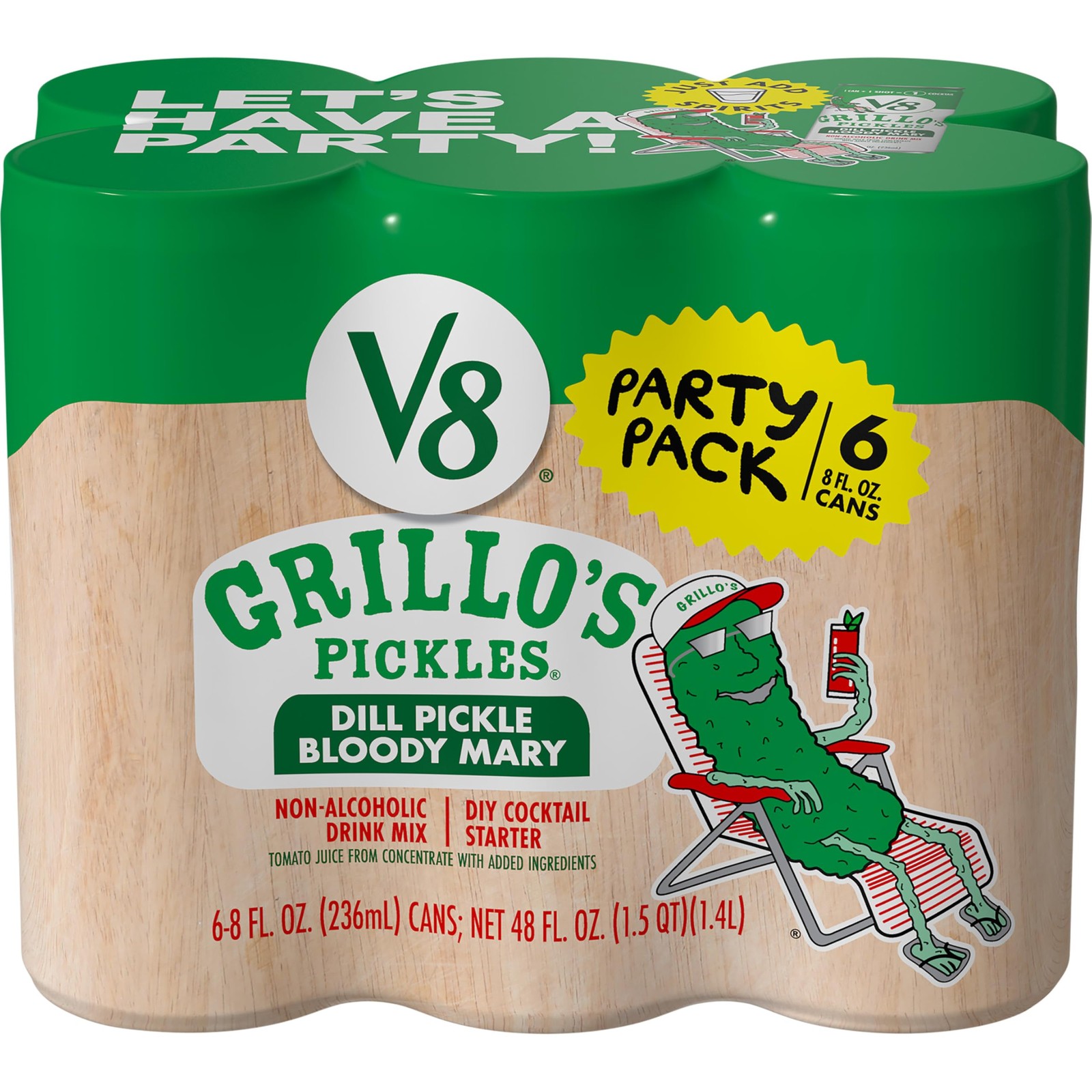 V8 Grillo's Pickles Dill Pickle Bloody Mary Mix, 8 fl oz 8 Fl Oz (Pack of 6)