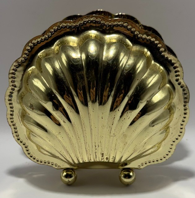 Vintage Brama England Gold Plated on Steel Seashell Napkin Holder