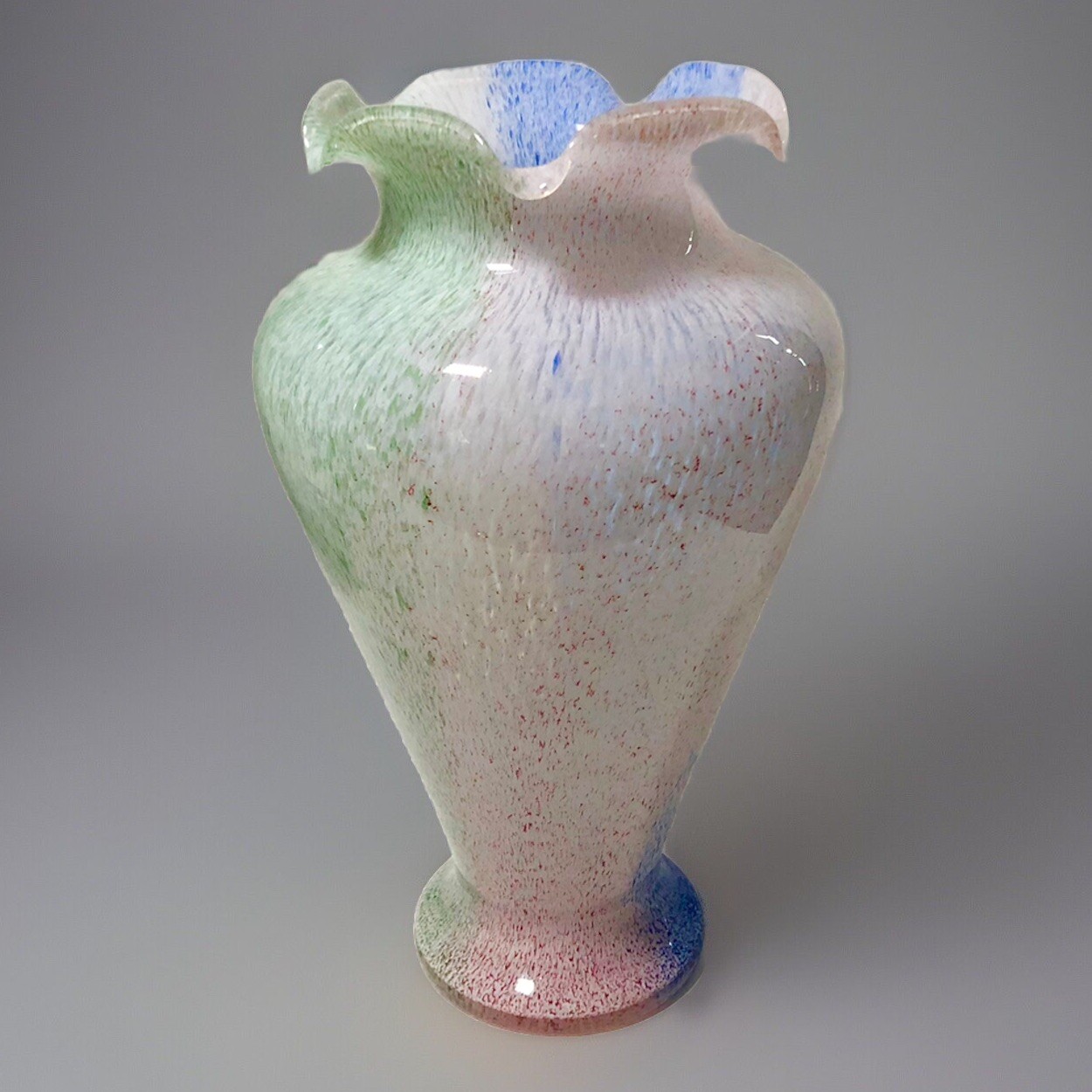 Vase Creazioni Sylvestri Murano Crystal Labeled Pink Blue Green Ombré Large 14”
