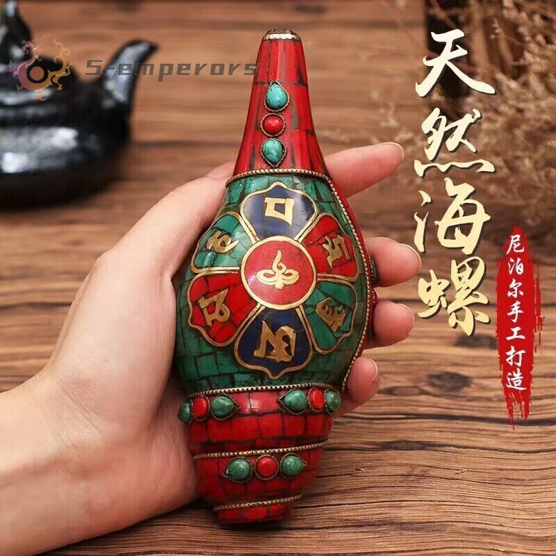 15cm Buddhism Nepal Dharma-sankha Tibetan Artifact Blow Musical Instrument