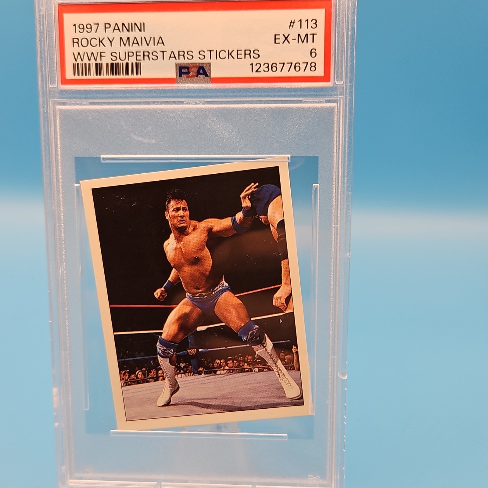 Panini 1997 WWF Superstars Stickers #113 Rocky Maivia Sticker PSA 6