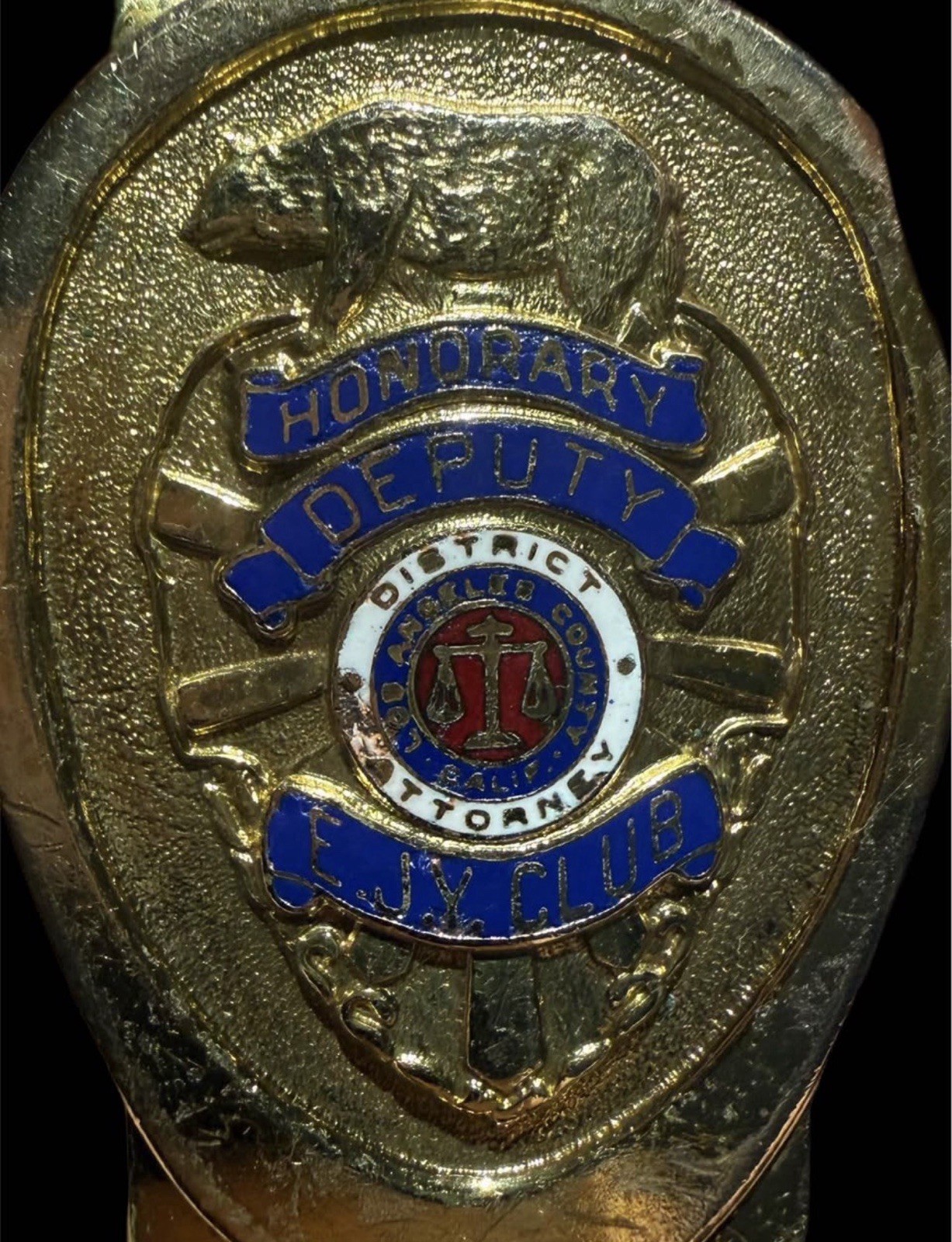 1960’s Los Angeles DA E.J.Y. Club Honorary Deputy Badge Money Clip
