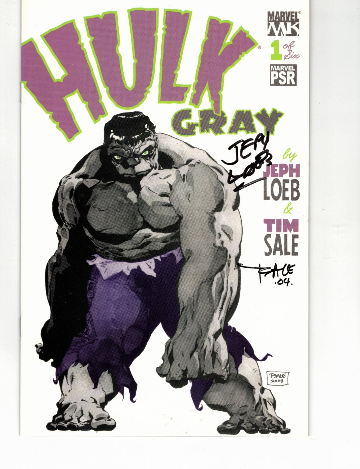 Hulk Gray #1 (2003) Signed Jeph Loeb & Tim Sale Marvel Knights Autograph