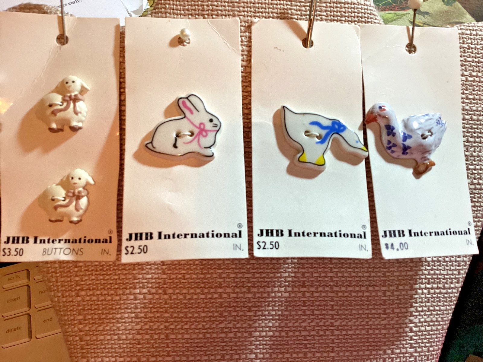 JHB International Hand-Painted Novelty Buttons Lot of 5 Animals