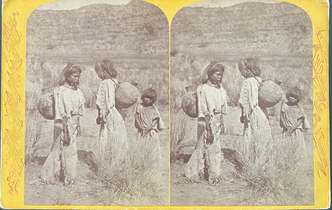 1874 Hillers Stereoview “The Water Carriers” Powell Survey Native American Photo
