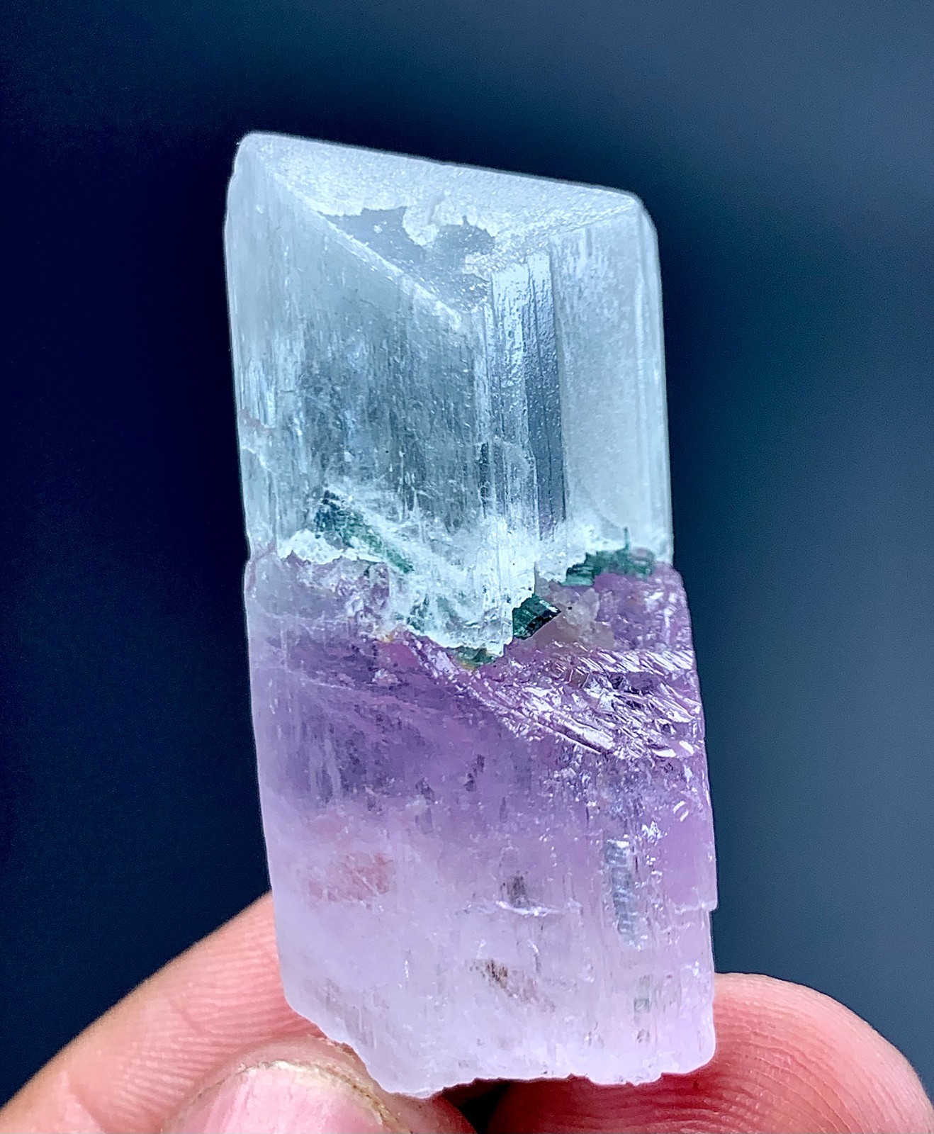 Natural Bi Color Kunzite Crystal With Tourmaline Specimen From Afghanistan