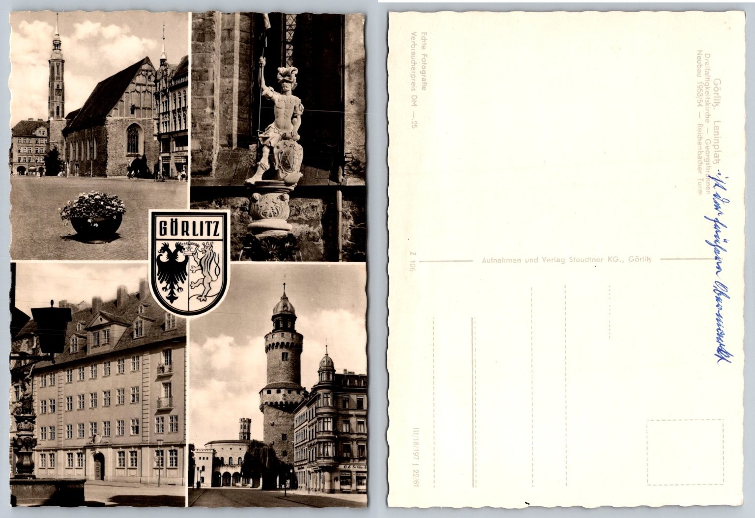 Görlitz Germany Multi-View Postcard Leninplatz Dreifaltigkeitskirche 1950s