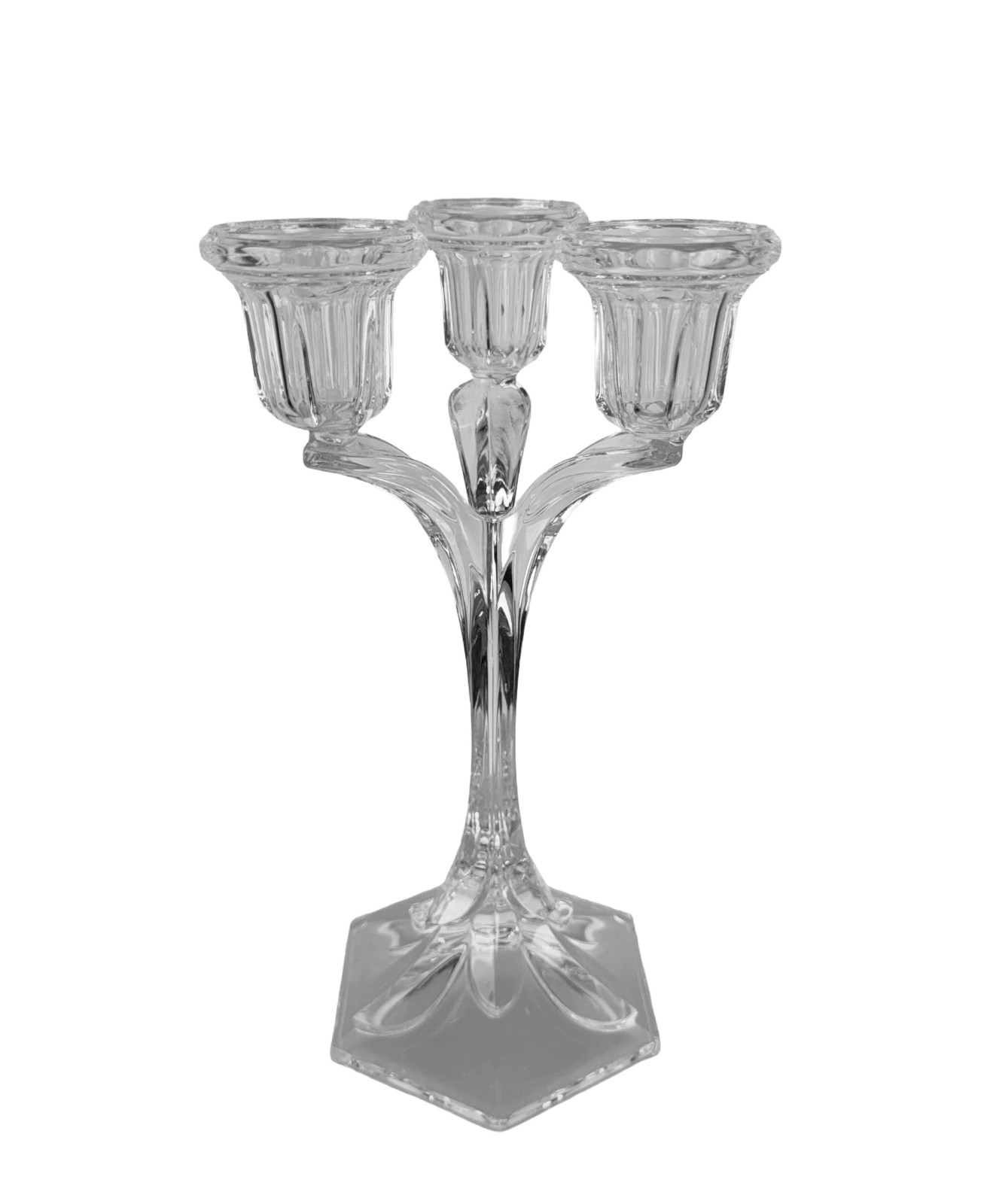 Vtg Cristal dArques France Vincennes 24% Lead Crystal 3 Light Candelabra 10.75\