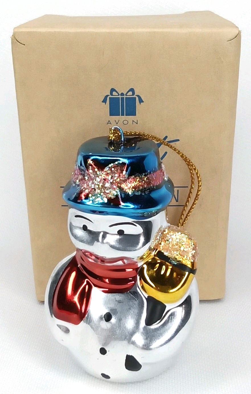 VTG 1998 Avon Brilliant Festive Snowman Christmas Ornament With Original Box