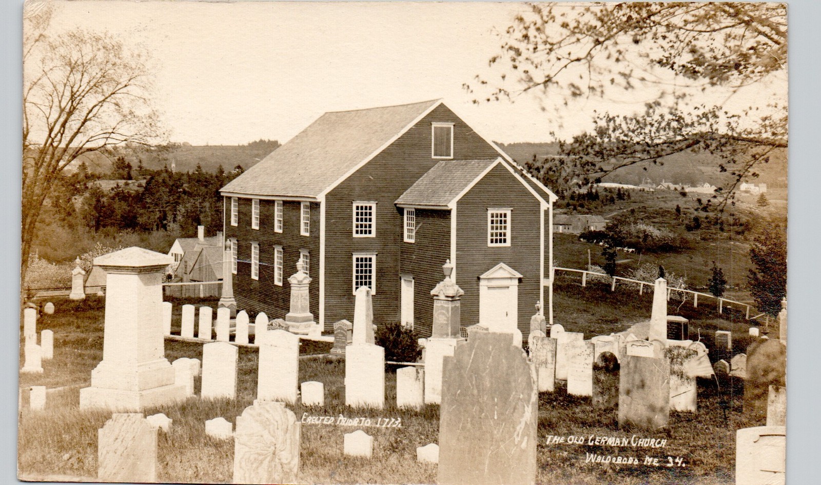 GERMAN CHURCH CEMETERY waldoboro me c1910 postcard maine real photo rppc