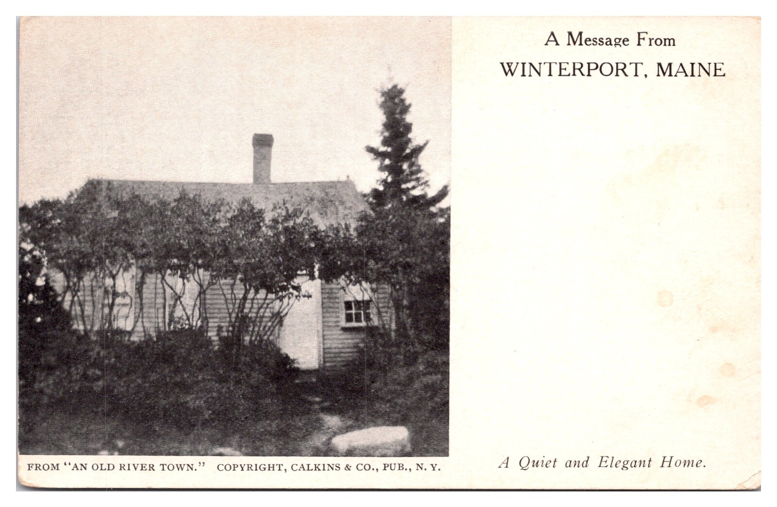 ANTQ A Quiet and Elegant Home, A Message from Winterport, Maine Postcard