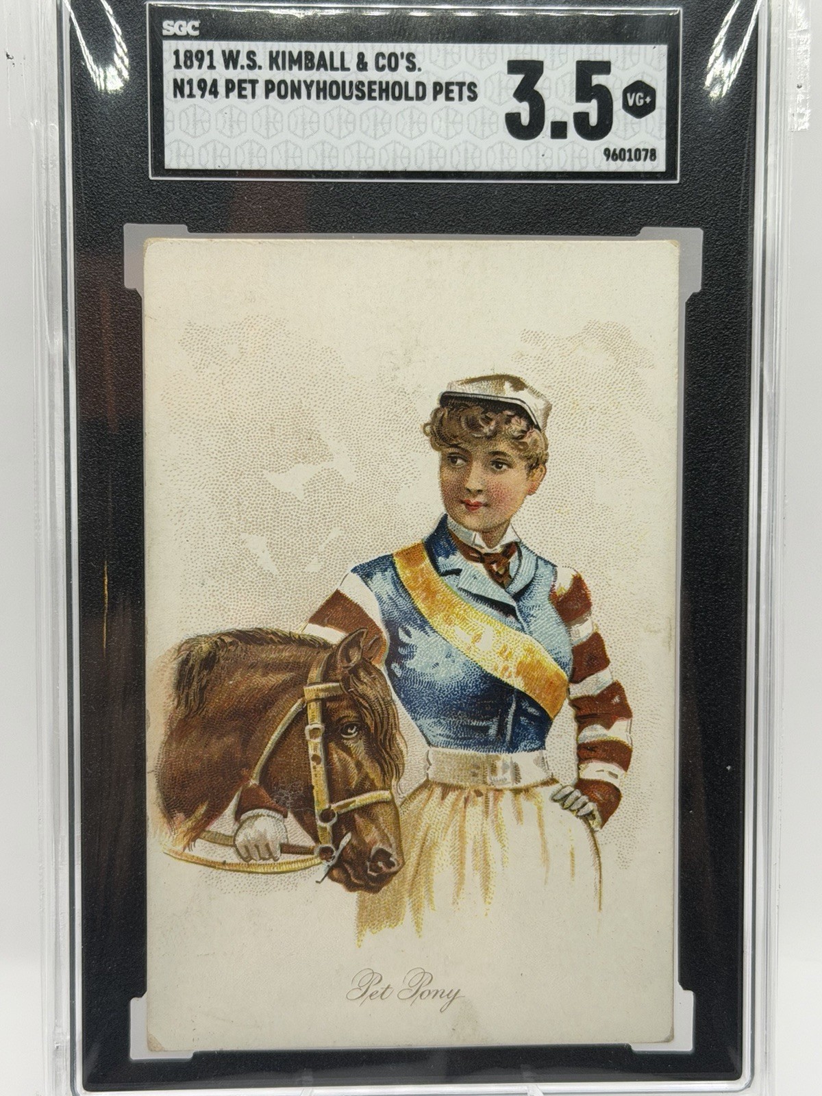 1891 W.S. Kimball N194 Household Pets Pet Pony Tobacco Card SGC 3.5