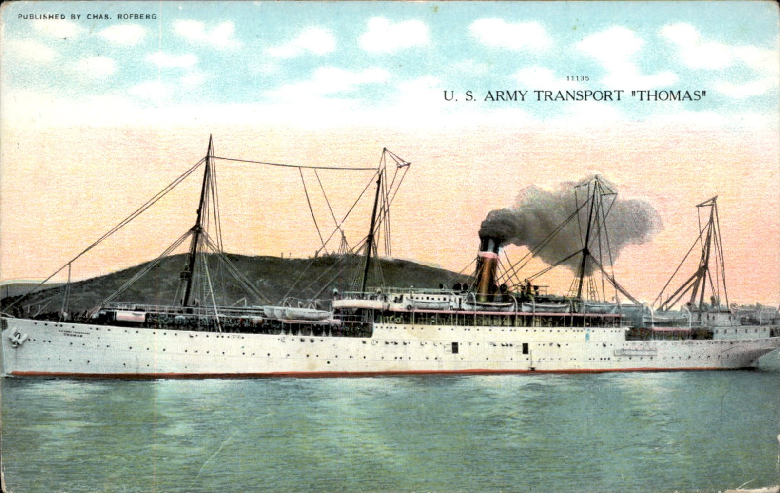 U.S. Army transport ship Thomas c1900s-10s Vintage Postcard U.S. Army transport ship Thomas c1900s-10s Vintage Postcard
