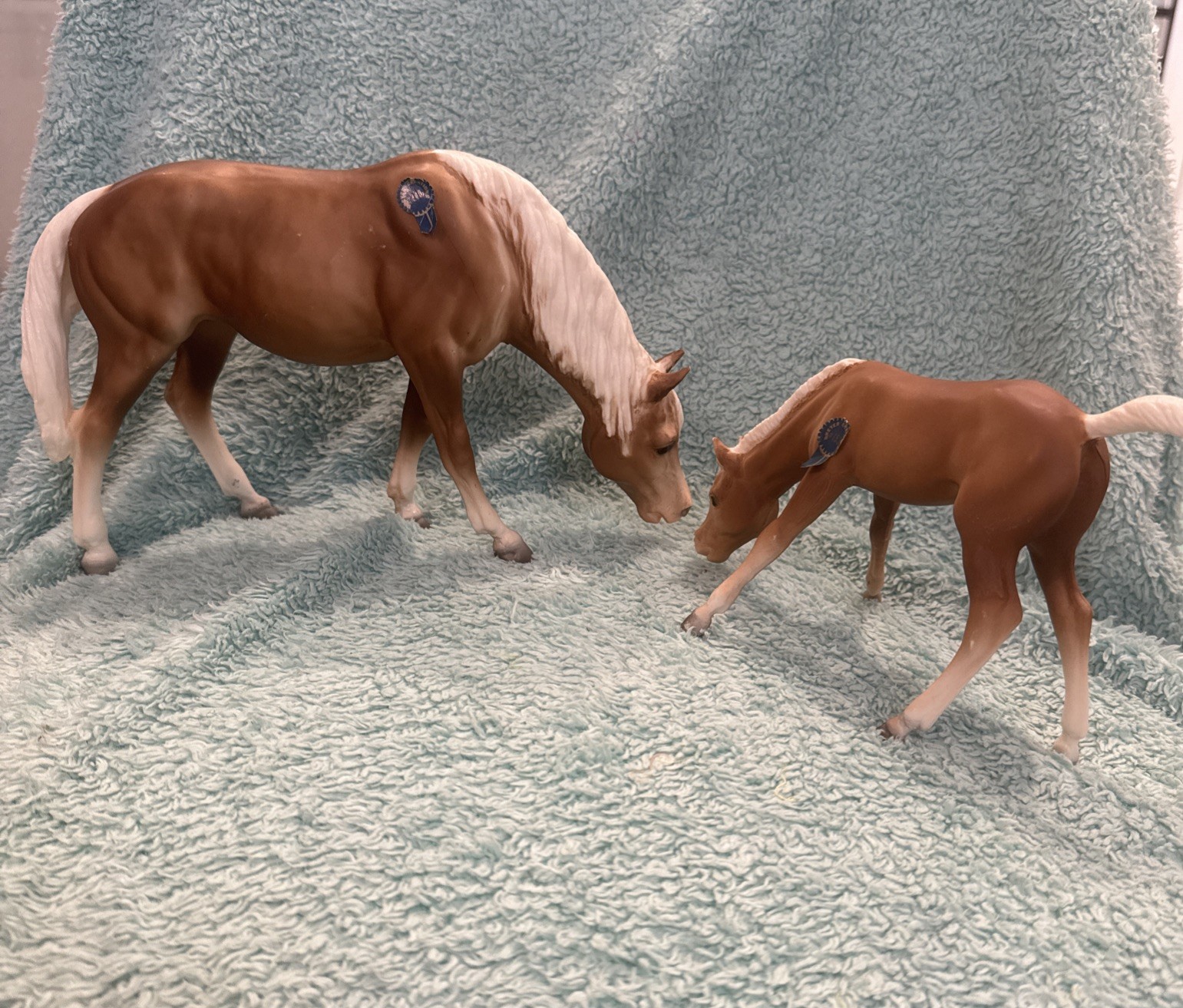 Breyer Vintage Grazing Mare #143 Grazing Foal #153 Horse Matte Palomino