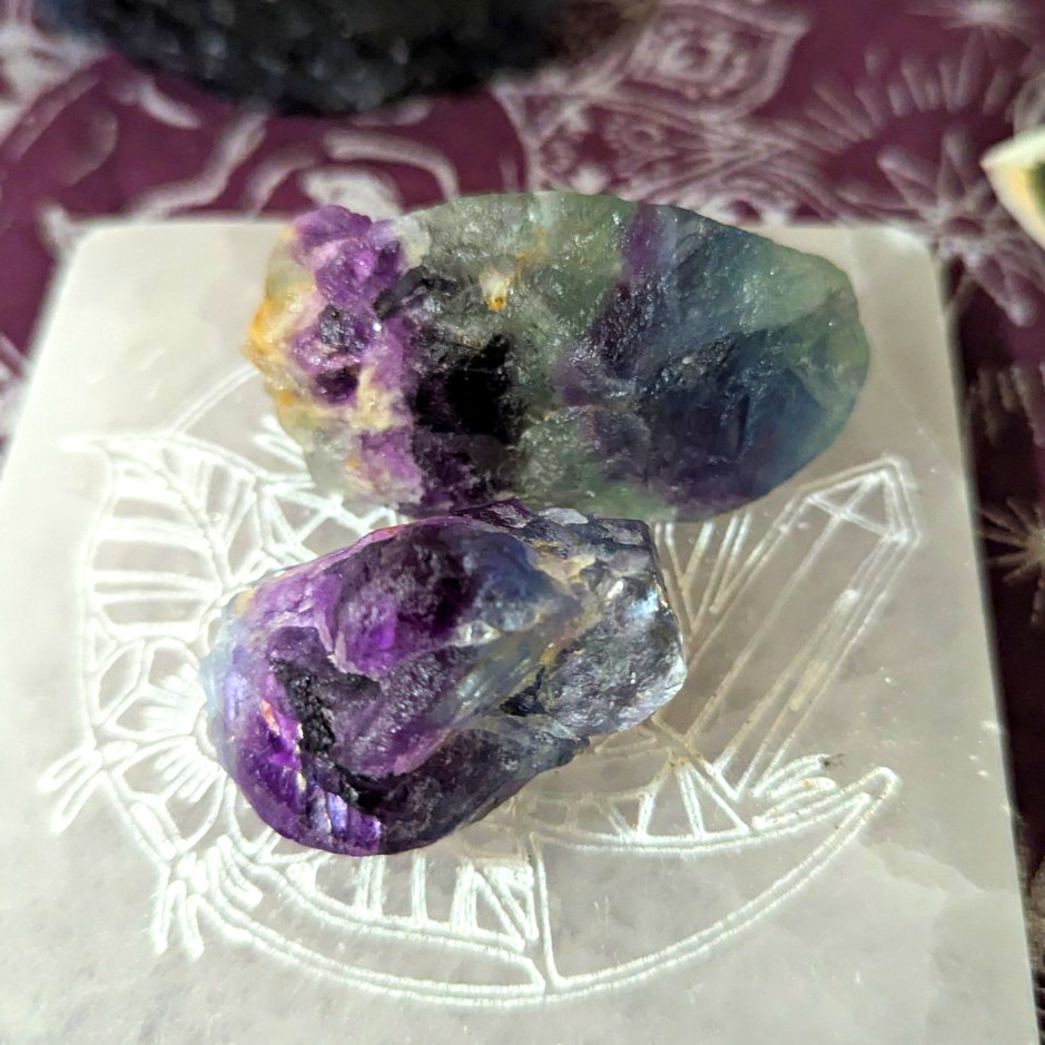 Raw Flourite - 2 Piece Mineral Cluster Specimens
