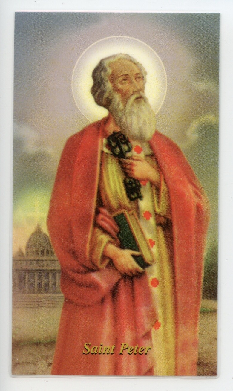 St. Peter - Prayer - Relic Laminated Holy Card - Blessed by Pope Francis 