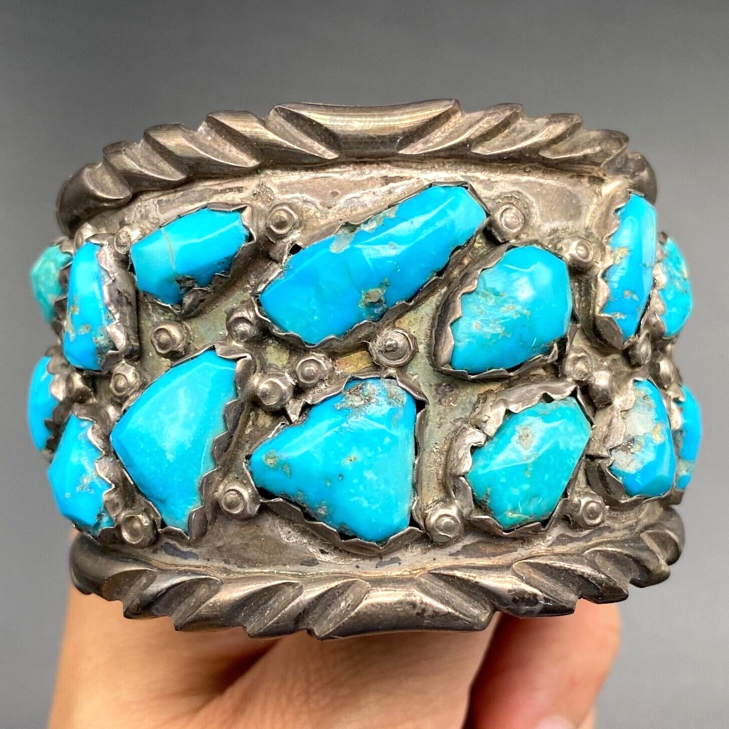 Vintage Zuni Angie Angelita Cheama Native Turquoise Silver Bracelet Cuff 7\