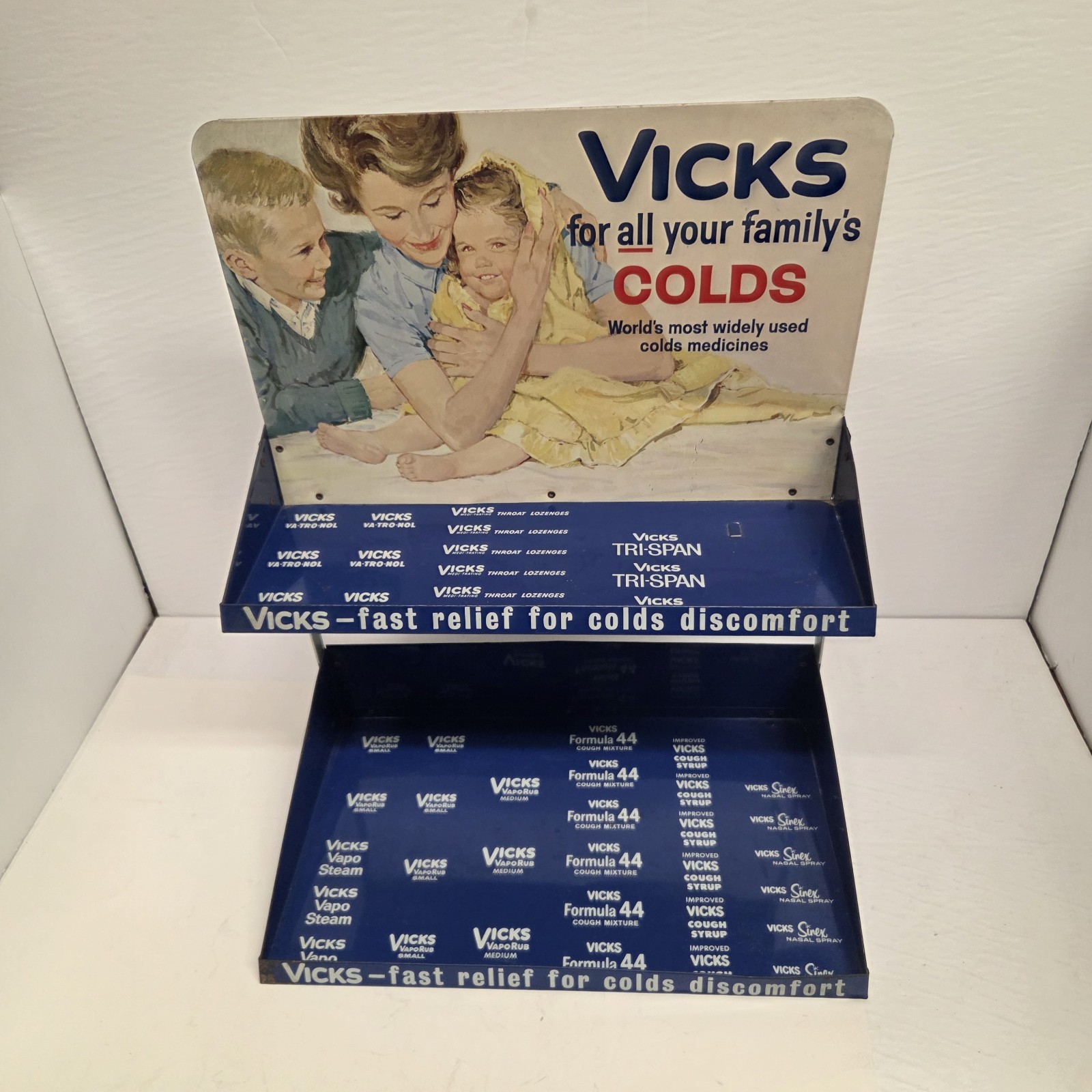 Vintage 1950's Vick's Cold Medicine Promo Advertising Metal Display Stand