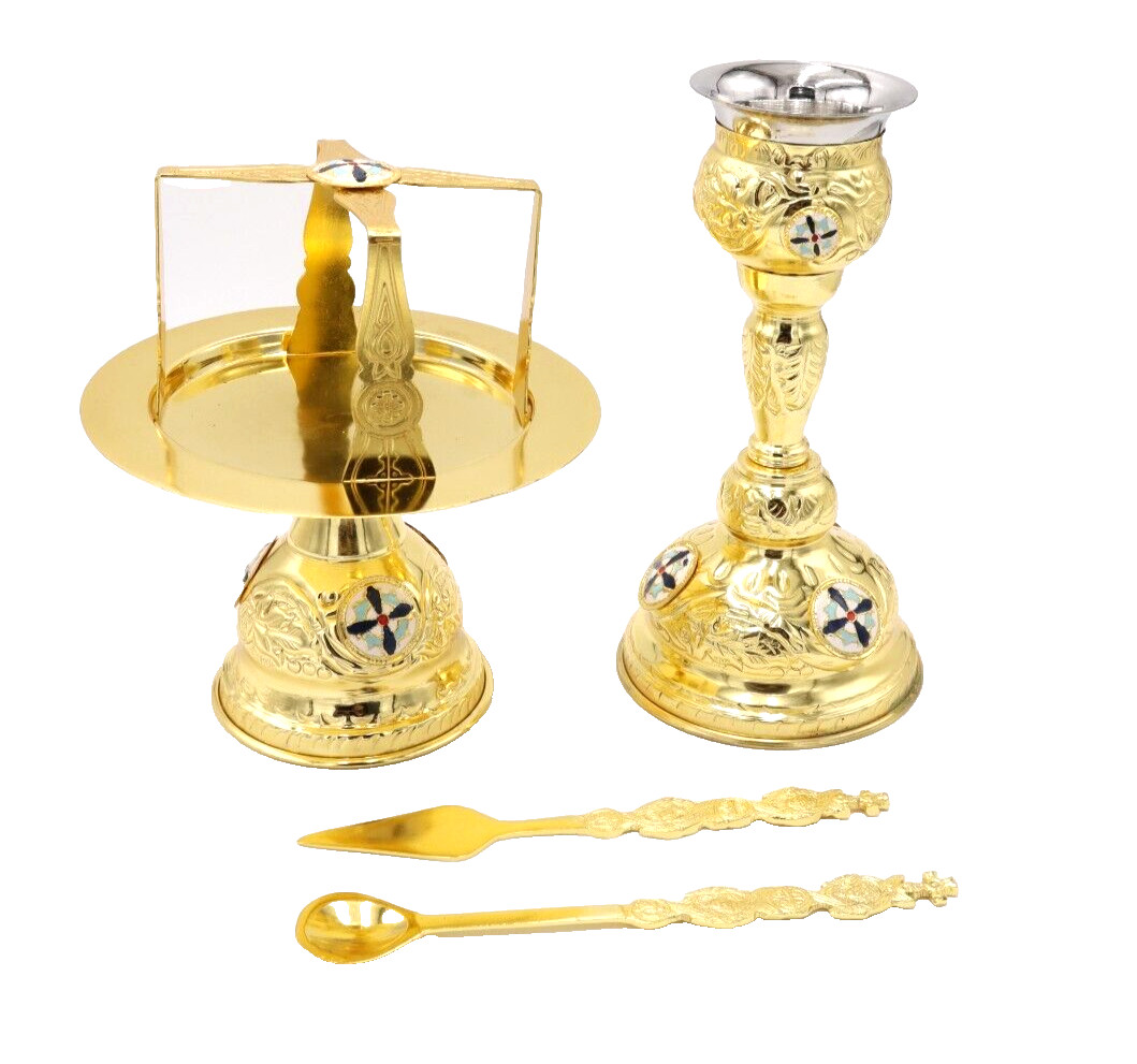 Handmade Church Altar Holy Communion Gold Plated Brass Chalice Asterisk Spear