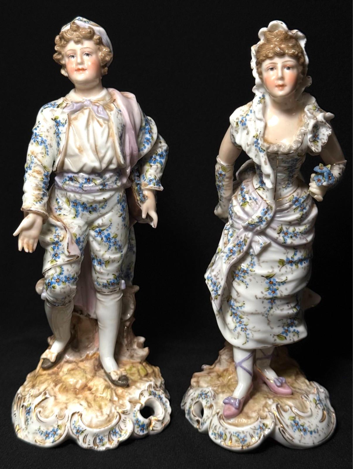 Pair Antique 1890s–1920s German Volkstedt Richard Eckert Porcelain Figurine 7