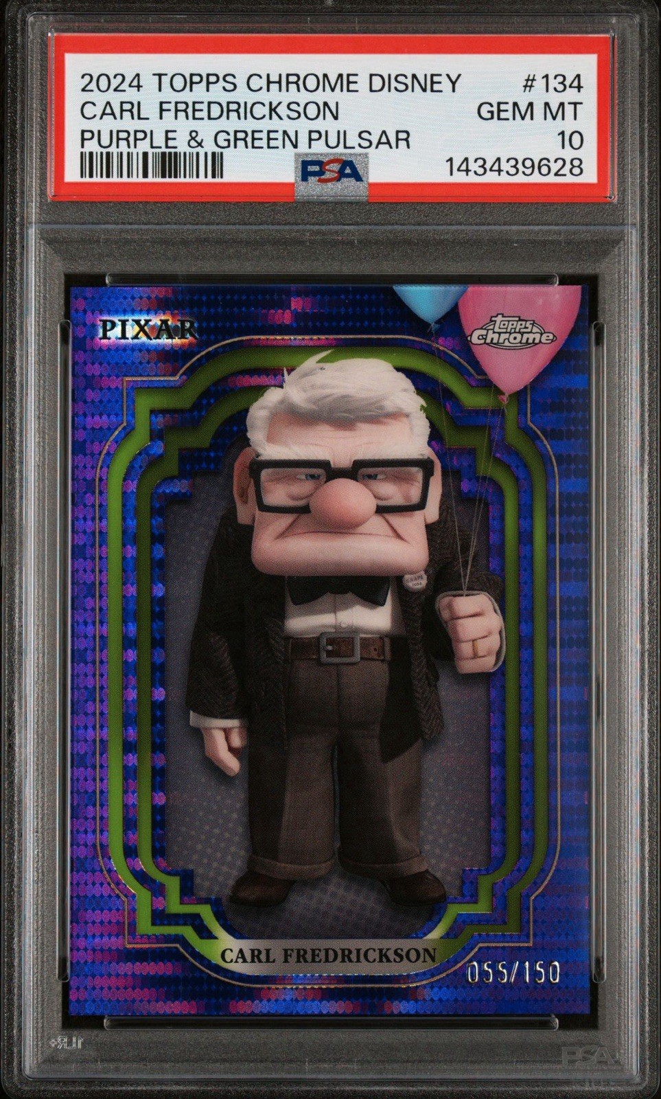 CARL FREDRICKSON PSA 10 2024 TOPPS CHROME DISNEY #134 PURPLE GREEN PULSAR 55/150