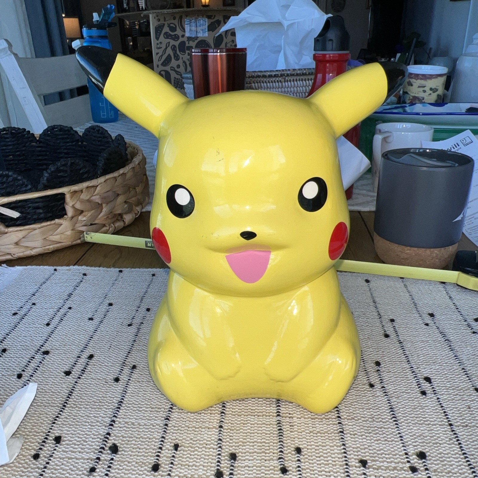 Pikachu Piggy Bank Pokemon 9 Inch Ceramic Official FAB NY 2016 Large Pre-Owned