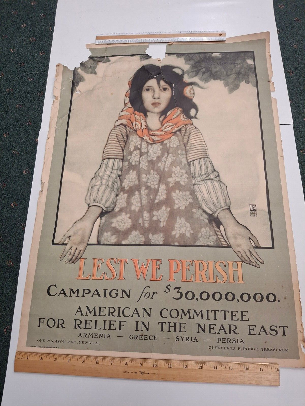 Orig Hist collectible memorabilia “Lest We Perish “ Armenia Persia Greece relief