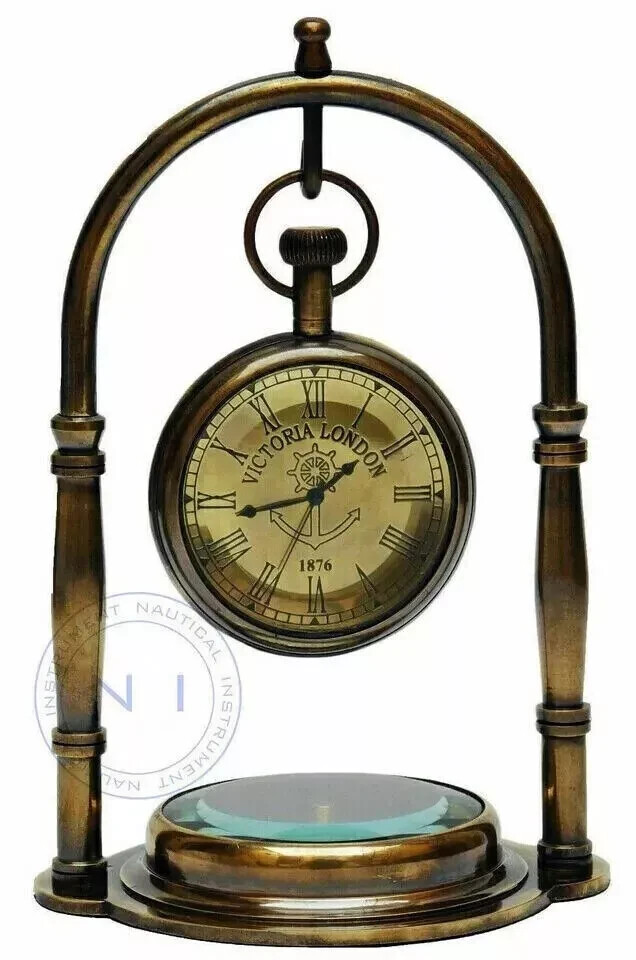 Glorious Vintage Brass Desk Table Antique Brass Nautical Clock Gift Women's