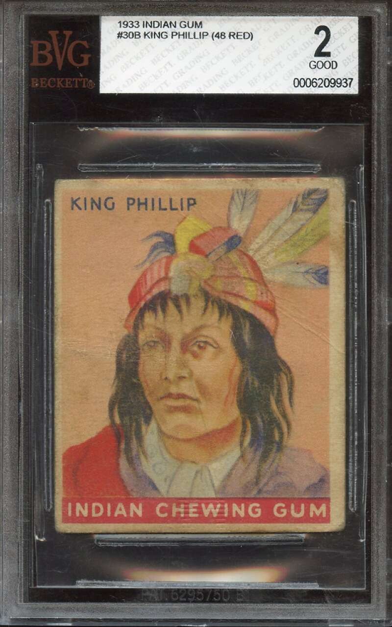 1933 GOUDEY INDIAN GUM #30 KING PHILLIP BVG 2 *DS13800 1933 GOUDEY INDIAN GUM #30 KING PHILLIP BVG 2 *DS13800