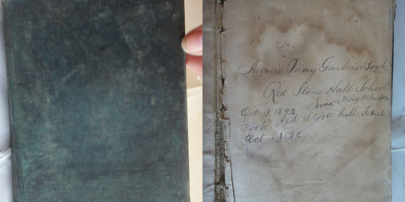 1883 antique MATH BOOK ownd ANNIE MAY GARBER hanover pa ECKERT stove hall school