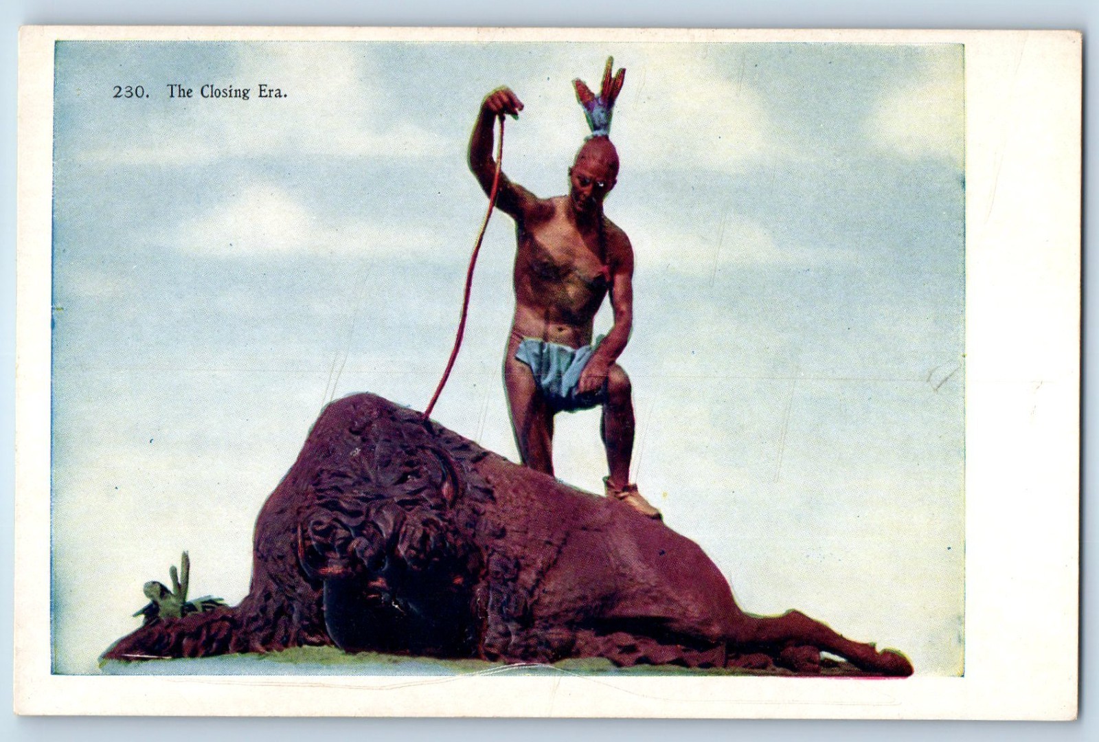 c1905 The Closing Era Buffalo Hunting Embossed Unposted Antique Postcard