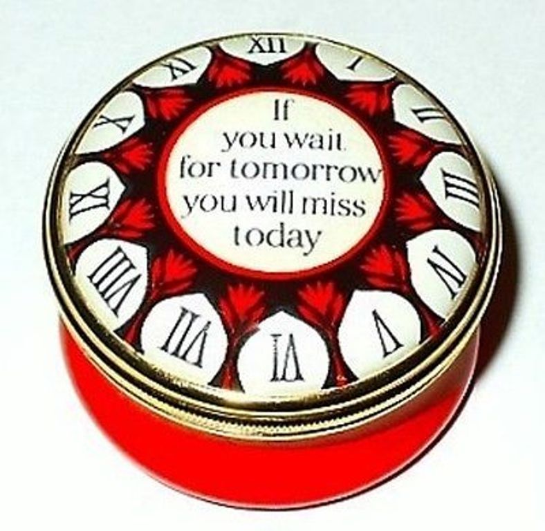 HALCYON DAYS ENAMEL BOX - CLOCK & \