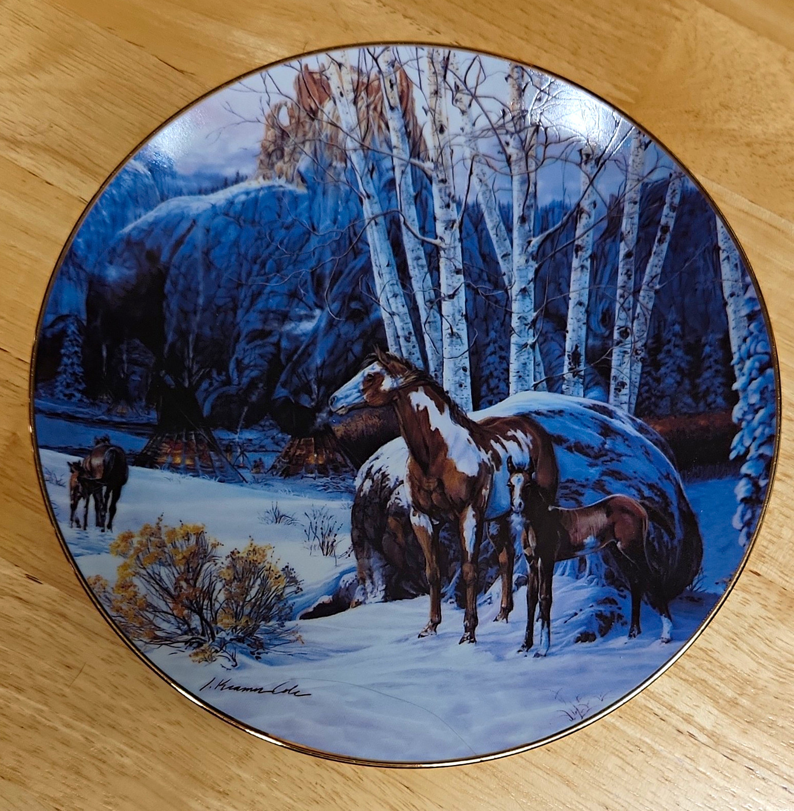 W.S. George Touching the Spirit Camp of the Sacred Dogs Horse Porcelain Plate