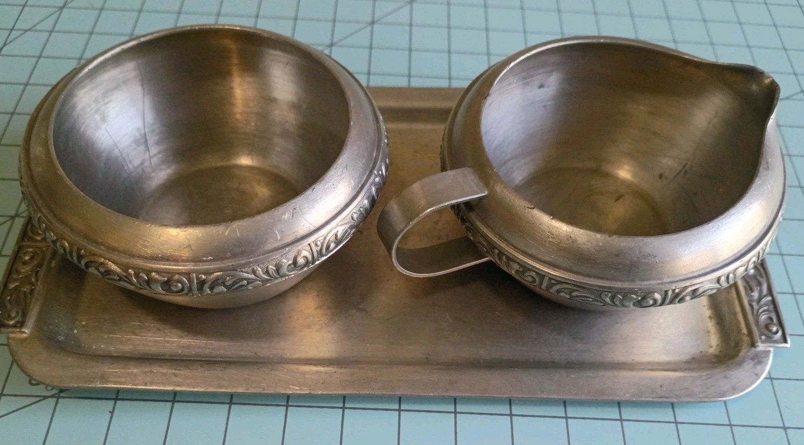 Vintage Savo of Norway Pewter Creamer and Sugar B18