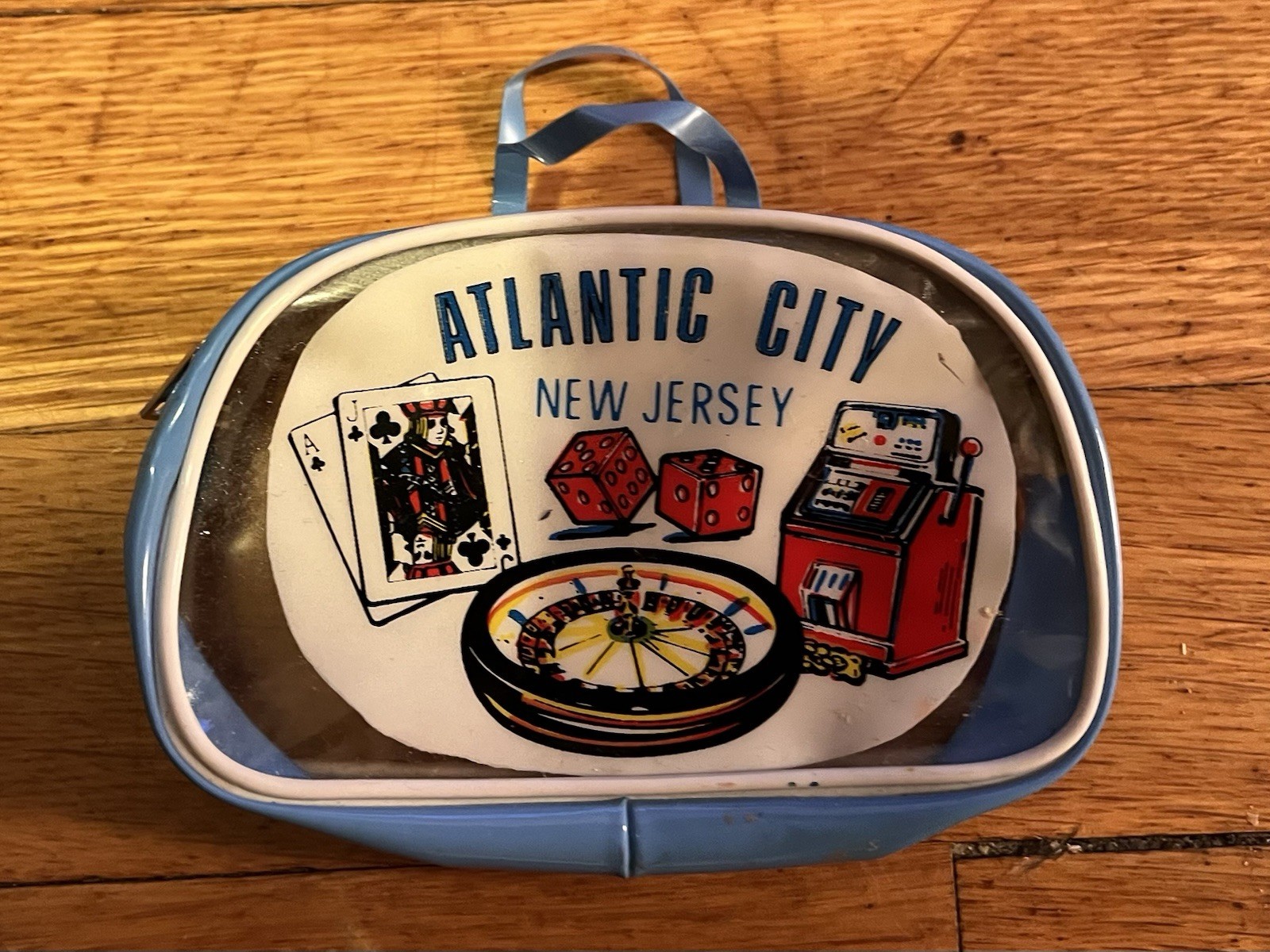 VINTAGE 80s Atlantic City New Jersey Casino Souvenir Coin Purse Bag VINTAGE 80s Atlantic City New Jersey Casino Souvenir Coin Purse Bag