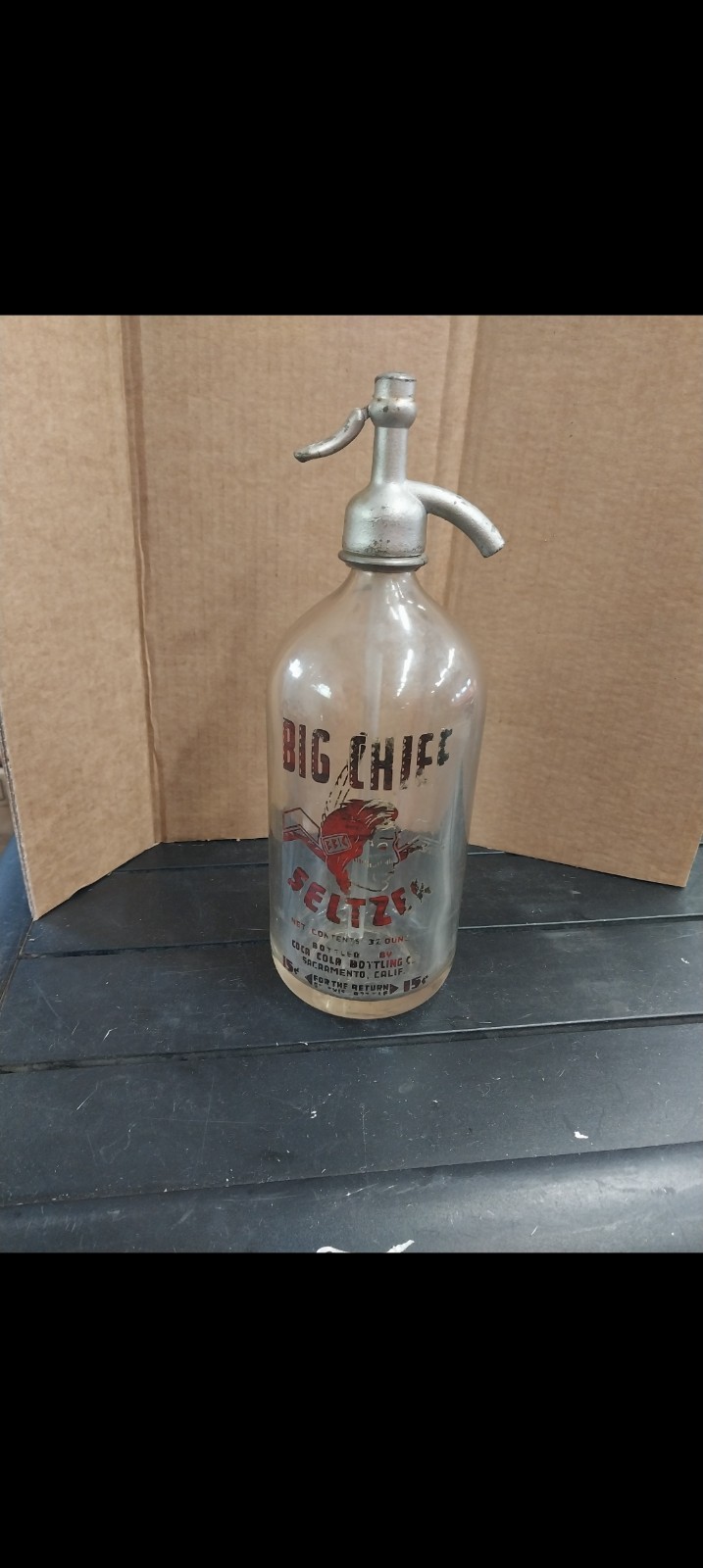 Vintage BIG CHIEF SELTZER Bottle Sacramento, California ACL Coca Cola Bottling