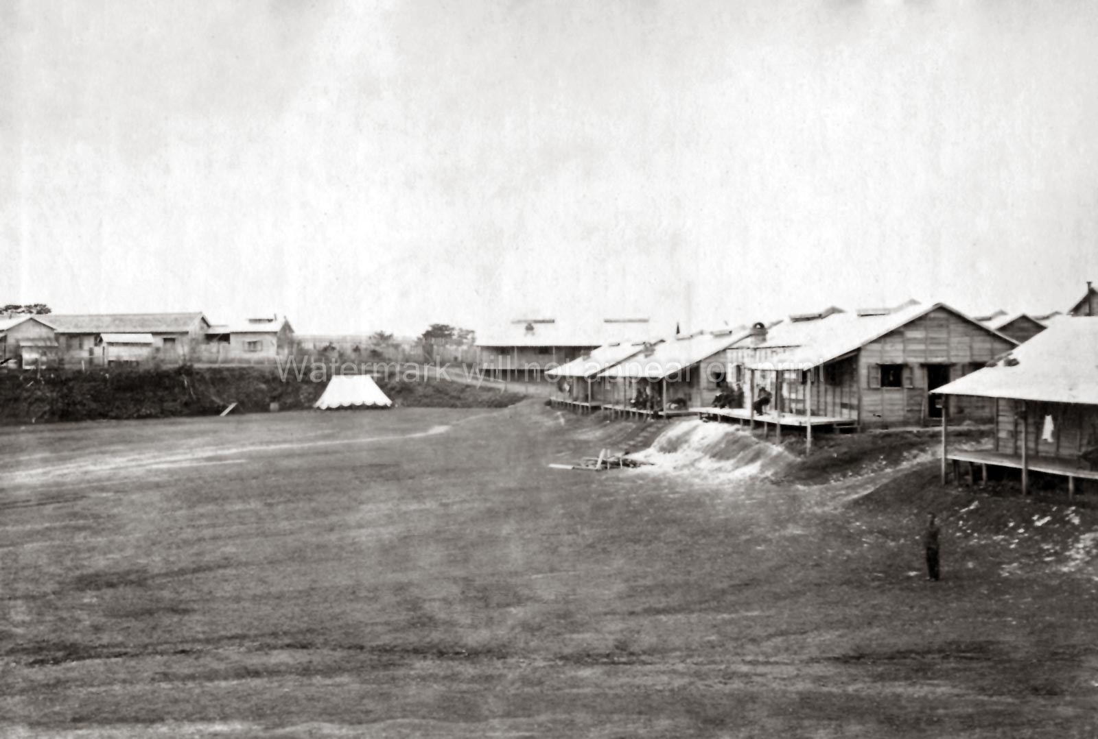 British Garrison Parade Ground The Bluff Yokohama Japan Camp Vtg. Photo 19thC.