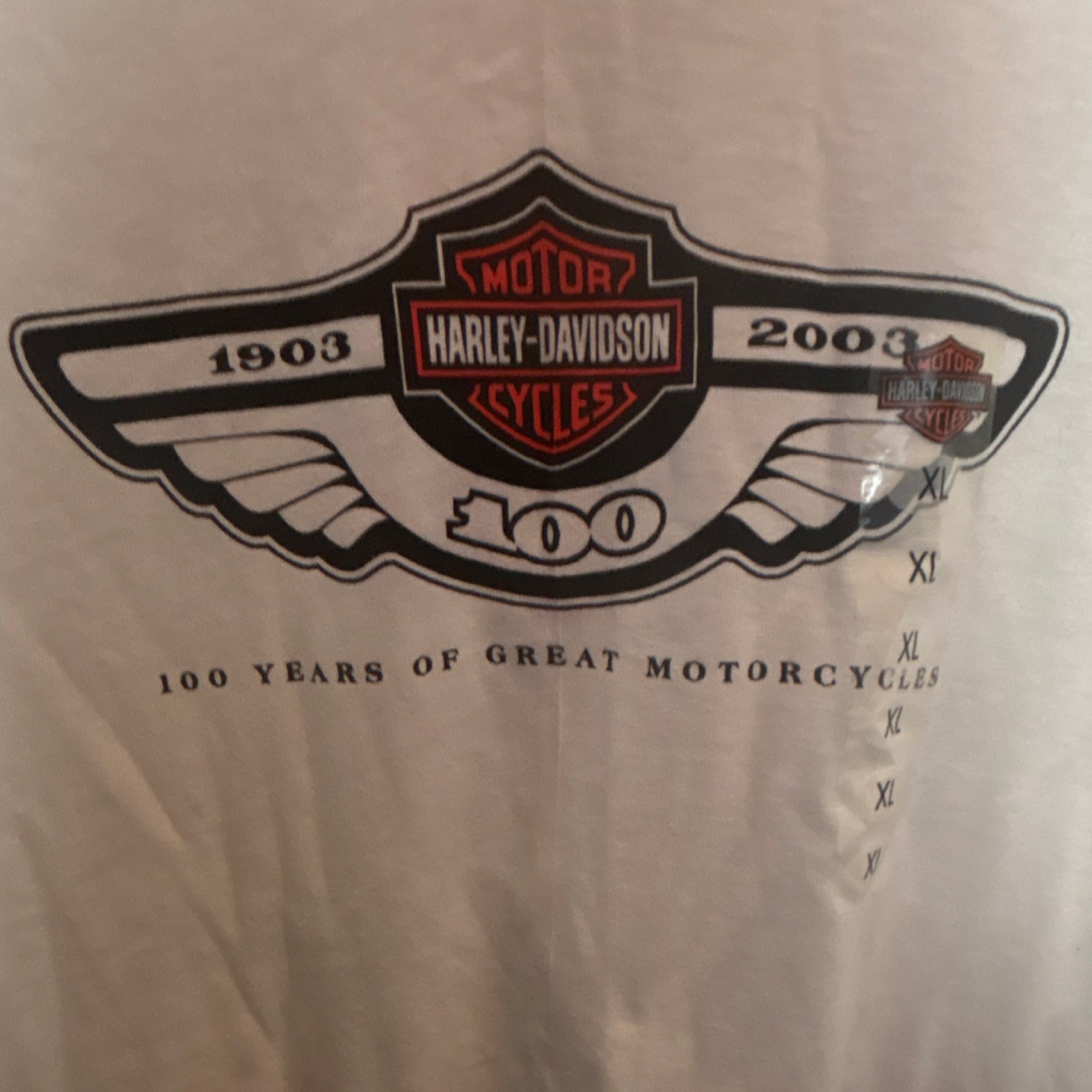New Harley-Davidson 100th Anniversary 1903-2003 York PA Tee XL