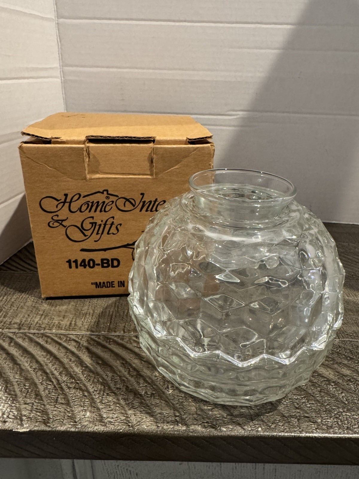 Vtg Fairy Lamp 3 Piece Home Interiors 1140-BD USA Box Cubist Glass Candle Holder