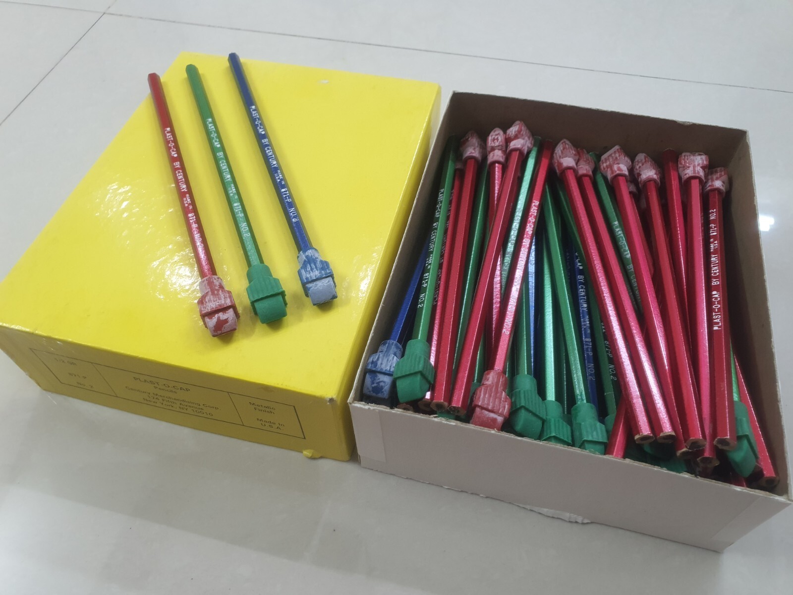 72 Pcs Vintage Rare Nos Plast-o-Cap Pencils . Century Merchandising Corp . USA