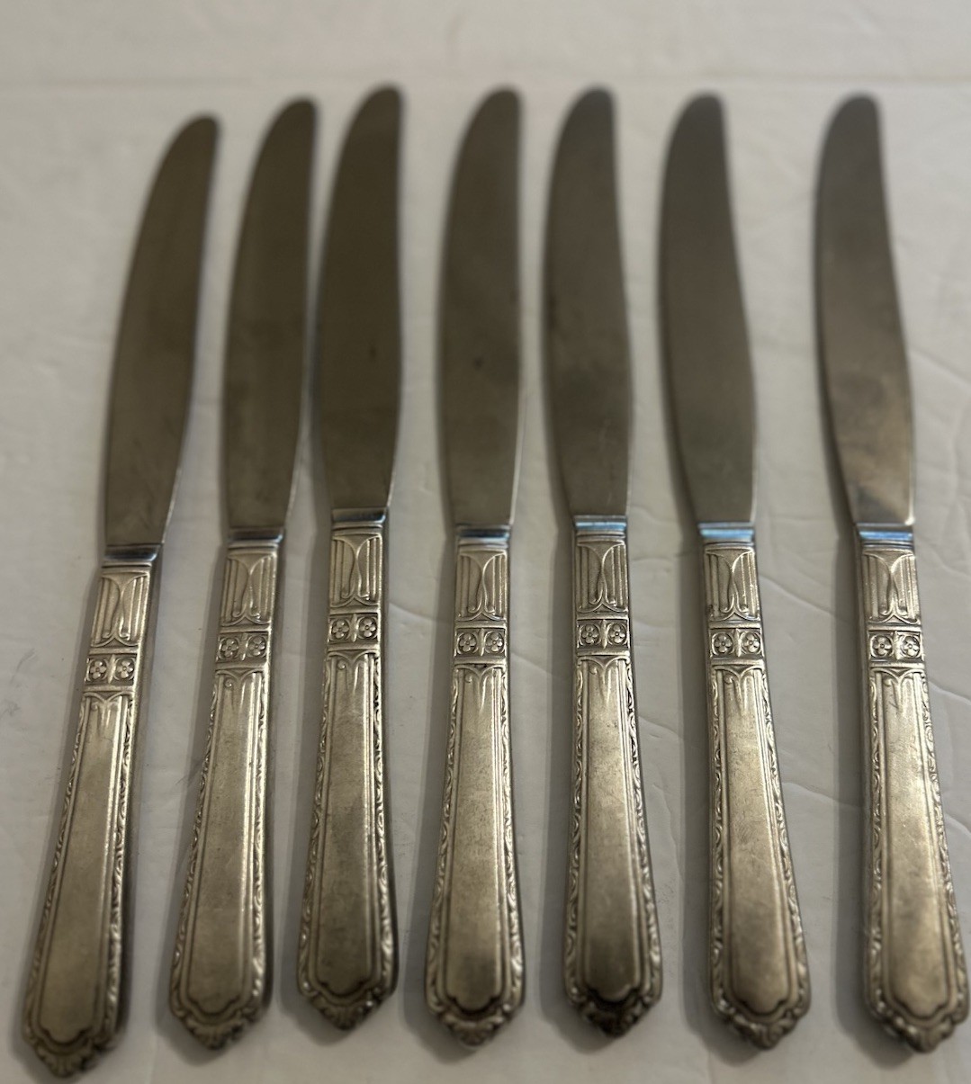 Antique Wallco Sectional A1+ Silver plate Carlton Set (7) Art Deco Grille Knives Antique Wallco Sectional A1+ Silver plate Carlton Set (7) Art Deco Grille Knives