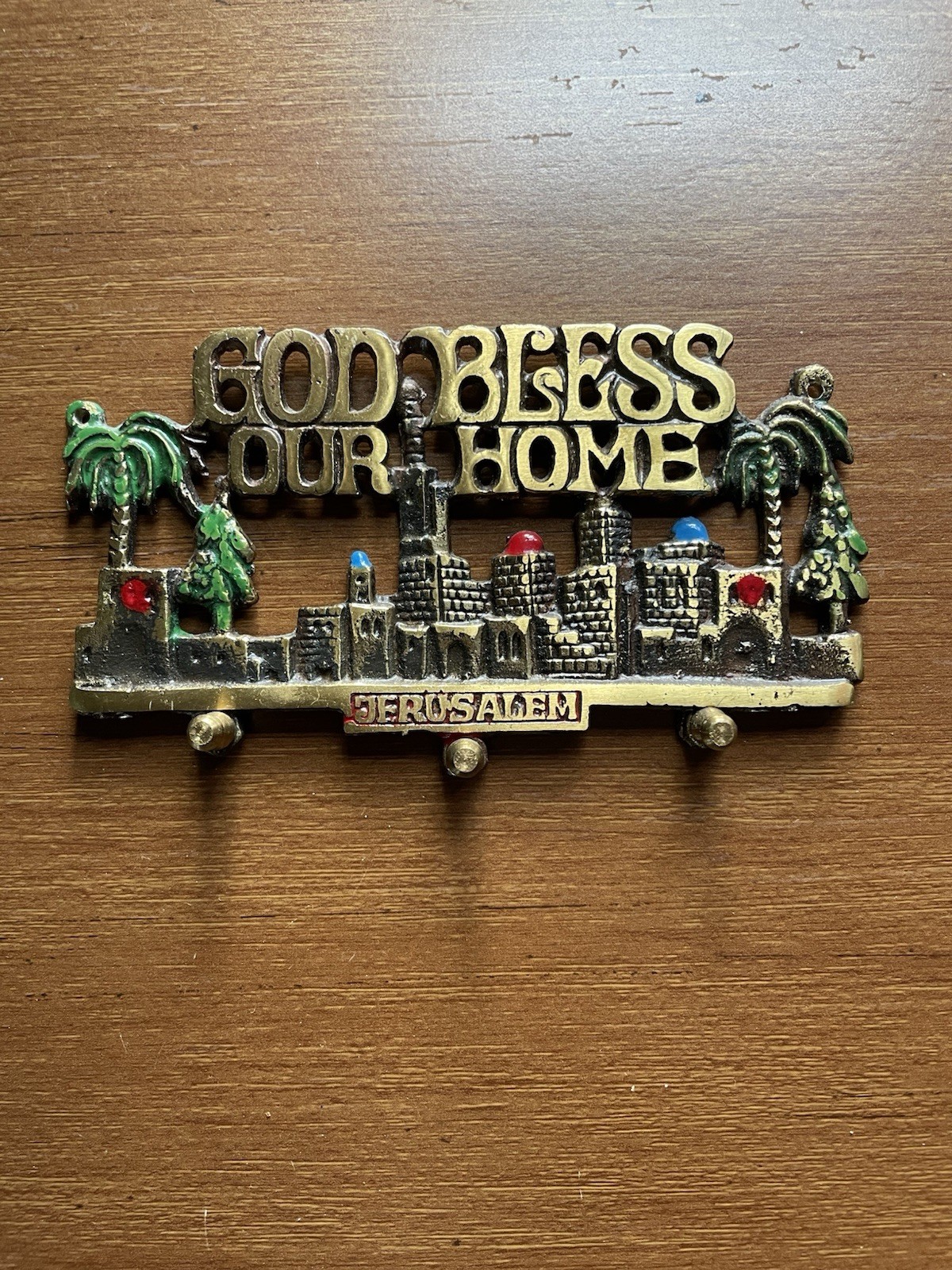 Vintage Wainberg Jerusalem God Bless Our Home Key Holder 5\ Vintage Wainberg Jerusalem God Bless Our Home Key Holder 5\
