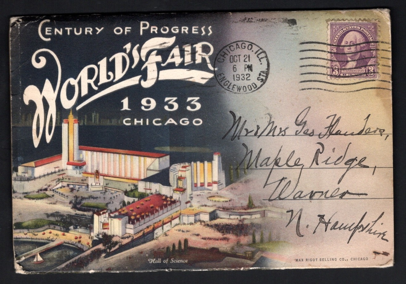 19 33 Chicago Worlds Fair With POSTMARK 19 33 Chicago Worlds Fair With POSTMARK