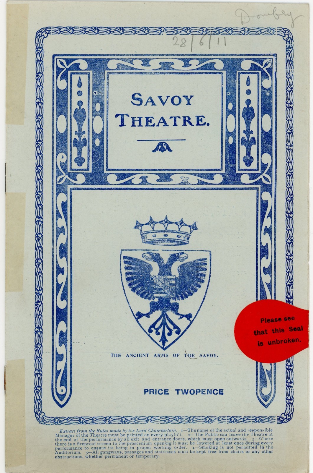 1911 Savoy Theatre Programme Dombey and Son Dickens Centenary London