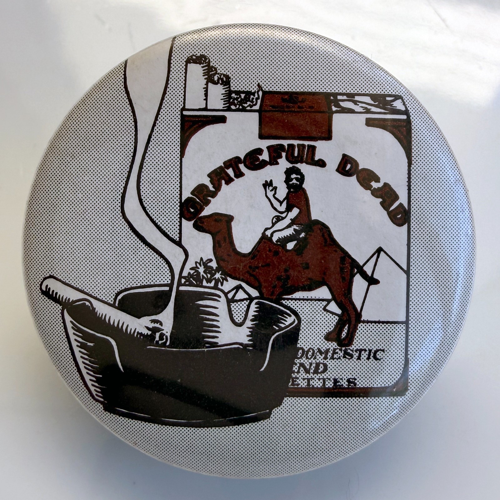 Vintage 1970\'s GRATEFUL DEAD button camel cigarettes pin 1.5\