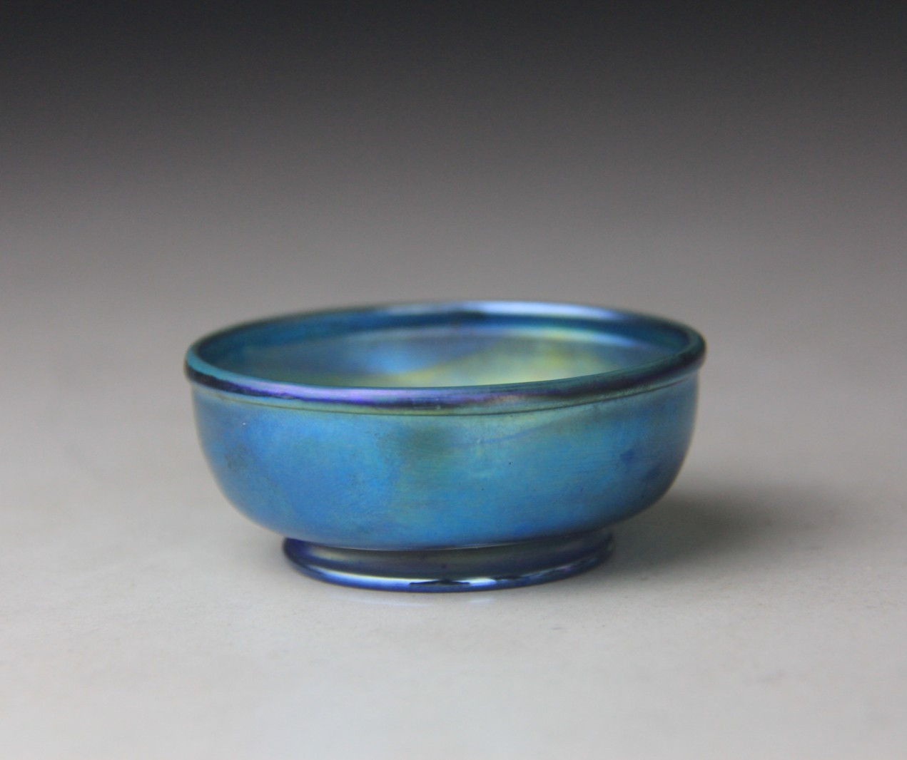 Antique L.C.T. Tiffany Blue Favrile Small Open Cellar Signed
