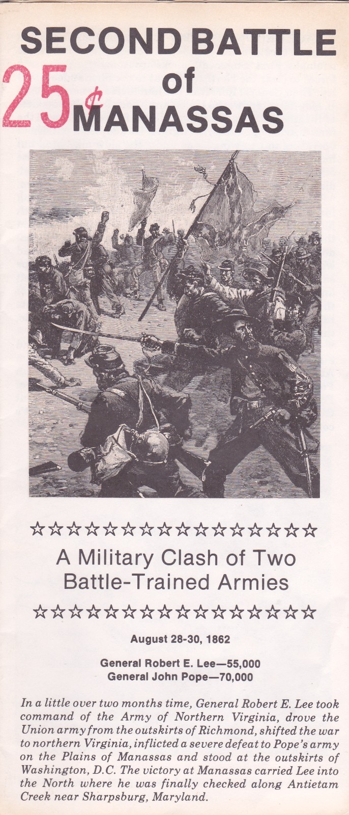1960\'s The Second Battle of Manassas Self Guided Tour Brochure