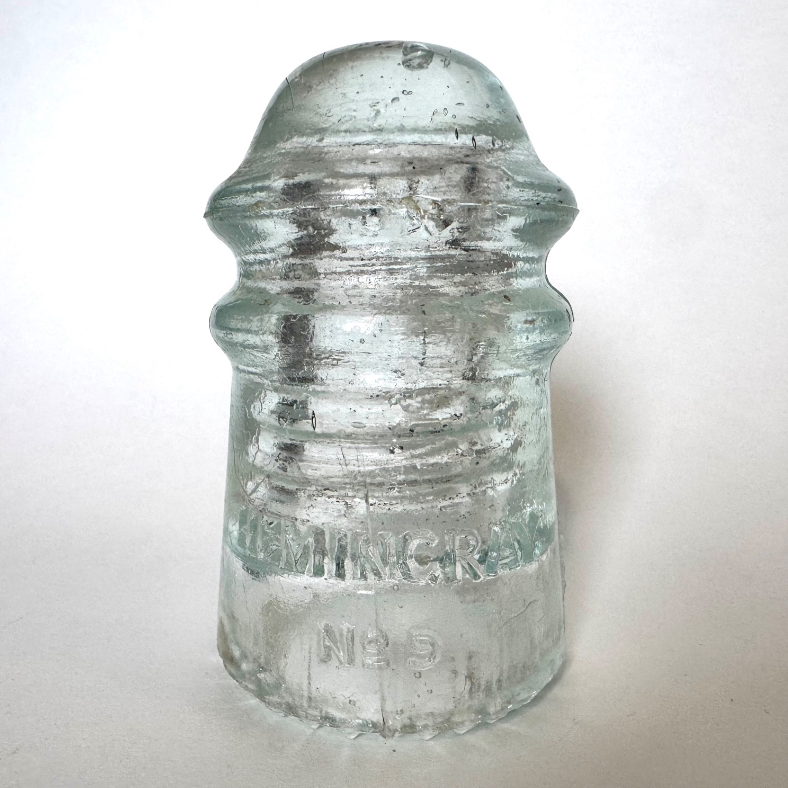 Clear or Near Clear Backward “9” Prismatic Embossed Hemingray 9 Pat May 2 18”9”3 Clear or Near Clear Backward “9” Prismatic Embossed Hemingray 9 Pat May 2 18”9”3