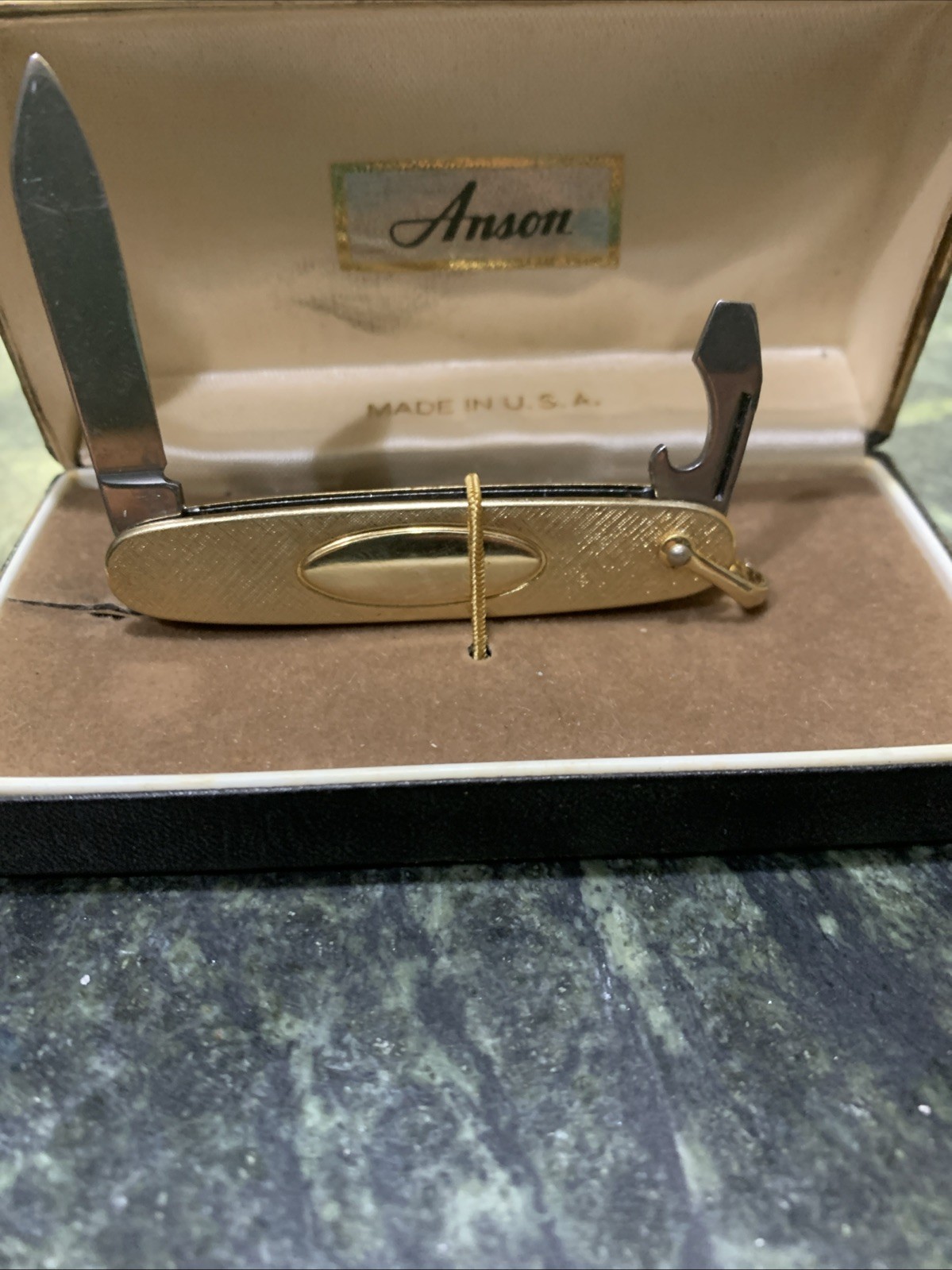 Anson Vintage Pocket Knife with Original Case Made In USA 2 Blade